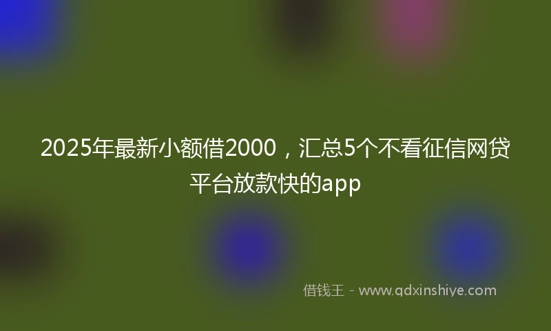 2025年最新小额借2000，汇总5个不看征信网贷平台放款快的app
