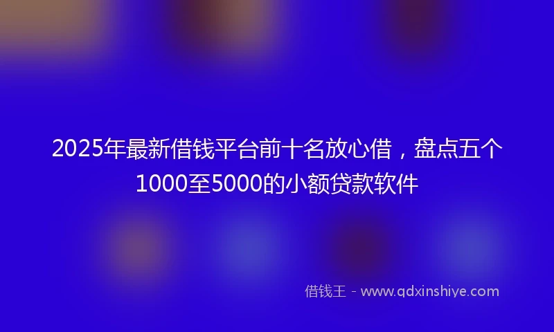 2025年最新借钱平台前十名放心借，盘点五个1000至5000的小额贷款软件