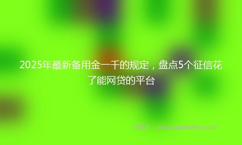 2025年最新备用金一千的规定，盘点5个征信花了能网贷的平台