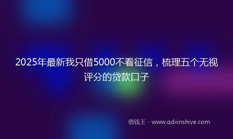 2025年最新我只借5000不看征信，梳理五个无视评分的贷款口子