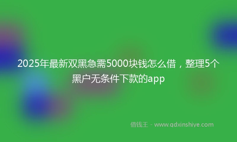 2025年最新双黑急需5000块钱怎么借，整理5个黑户无条件下款的app