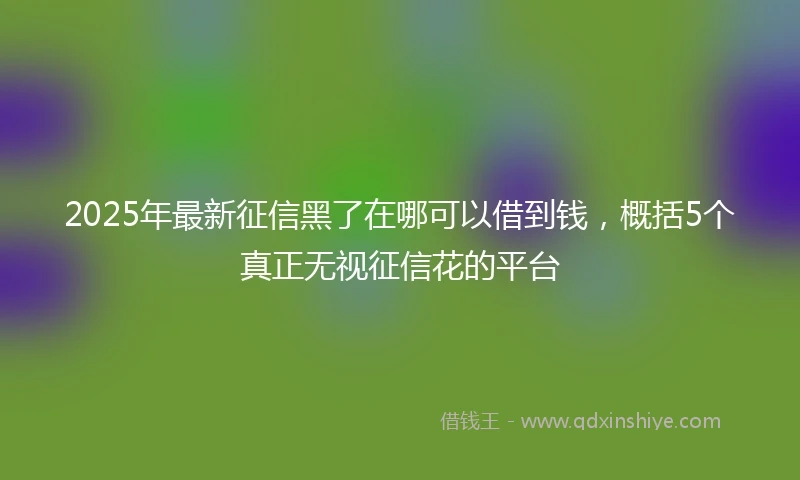 2025年最新征信黑了在哪可以借到钱，概括5个真正无视征信花的平台