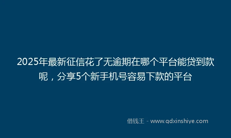 2025年最新征信花了无逾期在哪个平台能贷到款呢，分享5个新手机号容易下款的平台