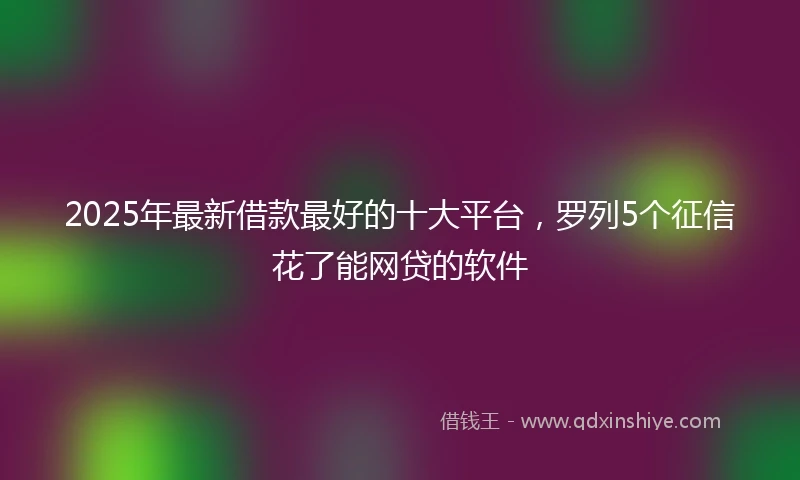 2025年最新借款最好的十大平台，罗列5个征信花了能网贷的软件
