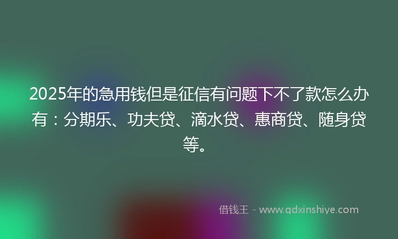 2025年的急用钱但是征信有问题下不了款怎么办有：分期乐、功夫贷、滴水贷、惠商贷、随身贷等。
