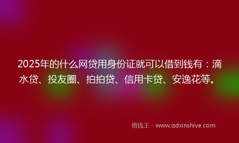 2025年的什么网贷用身份证就可以借到钱有：滴水贷、投友圈、拍拍贷、信用卡贷、安逸花等。