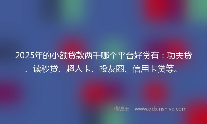 2025年的小额贷款两千哪个平台好贷有：功夫贷、读秒贷、超人卡、投友圈、信用卡贷等。