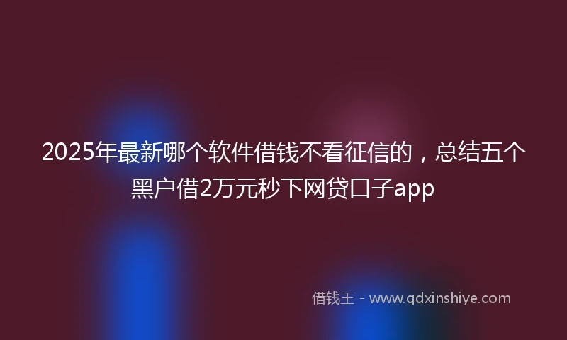 2025年最新哪个软件借钱不看征信的，总结五个黑户借2万元秒下网贷口子app