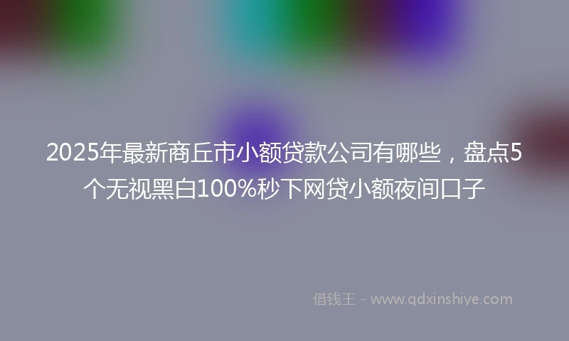 2025年最新商丘市小额贷款公司有哪些，盘点5个无视黑白100%秒下网贷小额夜间口子