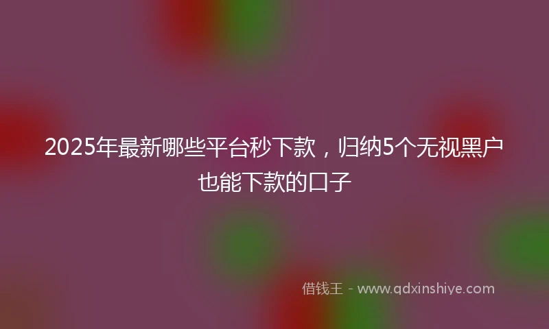 2025年最新哪些平台秒下款，归纳5个无视黑户也能下款的口子