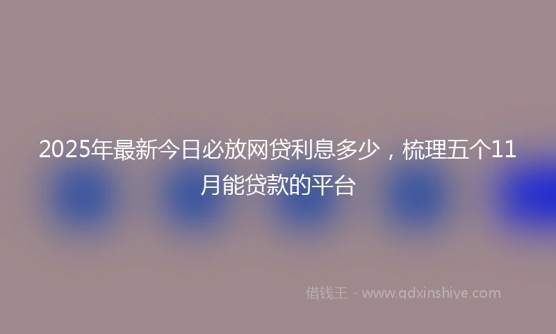 2025年最新今日必放网贷利息多少，梳理五个11月能贷款的平台