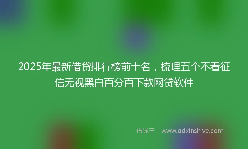 2025年最新借贷排行榜前十名，梳理五个不看征信无视黑白百分百下款网贷软件