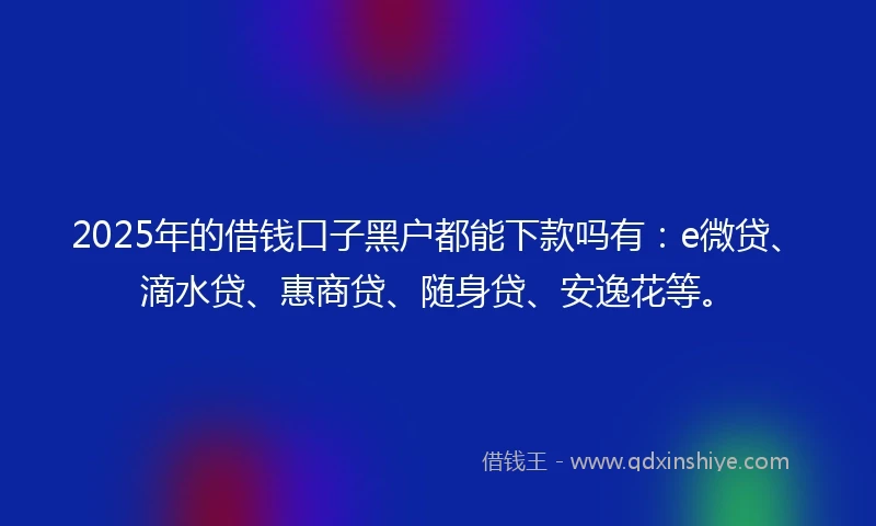 2025年的借钱口子黑户都能下款吗有：e微贷、滴水贷、惠商贷、随身贷、安逸花等。