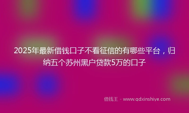 2025年最新借钱口子不看征信的有哪些平台，归纳五个苏州黑户贷款5万的口子
