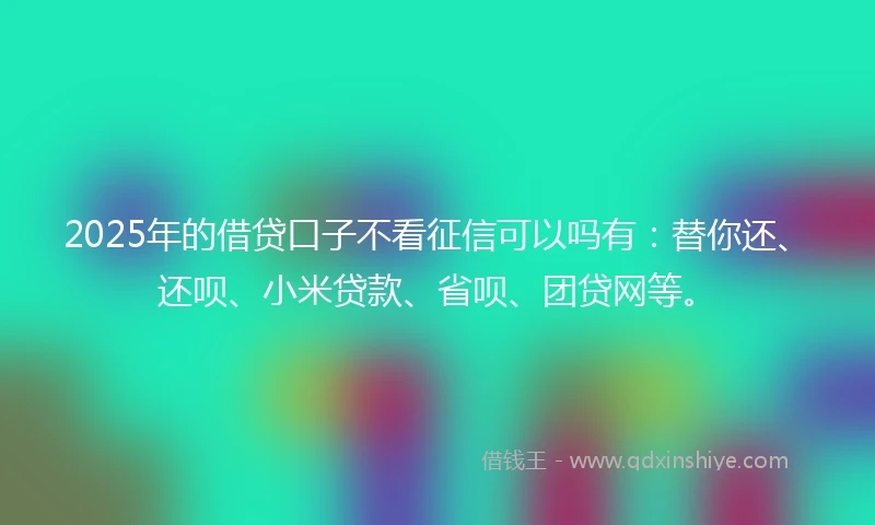 2025年的借贷口子不看征信可以吗有：替你还、还呗、小米贷款、省呗、团贷网等。