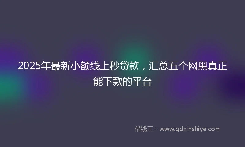 2025年最新小额线上秒贷款，汇总五个网黑真正能下款的平台