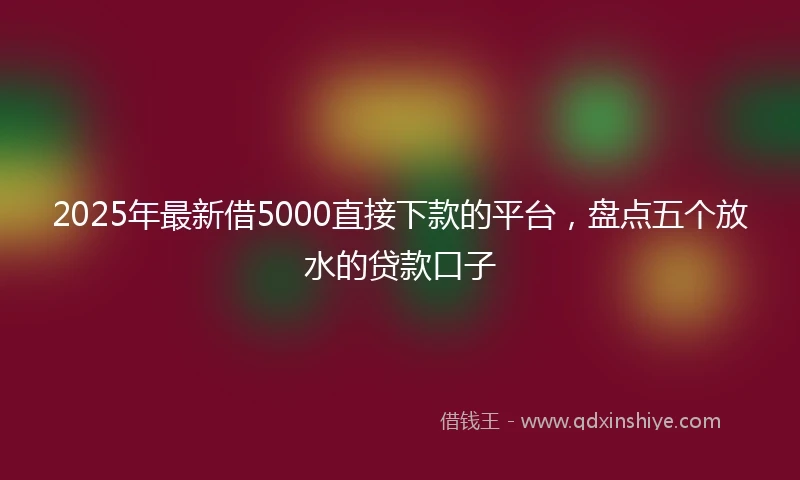2025年最新借5000直接下款的平台，盘点五个放水的贷款口子