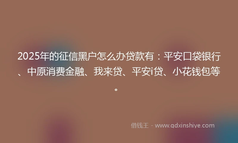 2025年的征信黑户怎么办贷款有：平安口袋银行、中原消费金融、我来贷、平安i贷、小花钱包等。