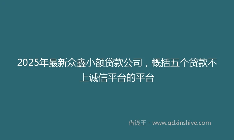 2025年最新众鑫小额贷款公司，概括五个贷款不上诚信平台的平台