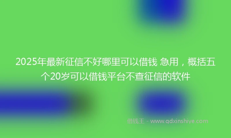 2025年最新征信不好哪里可以借钱 急用，概括五个20岁可以借钱平台不查征信的软件
