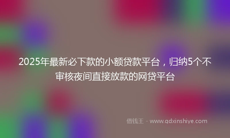 2025年最新必下款的小额贷款平台，归纳5个不审核夜间直接放款的网贷平台