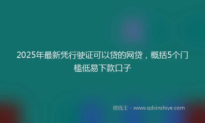 2025年最新凭行驶证可以贷的网贷，概括5个门槛低易下款口子