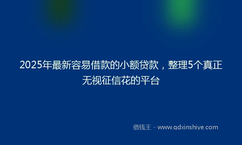 2025年最新容易借款的小额贷款，整理5个真正无视征信花的平台