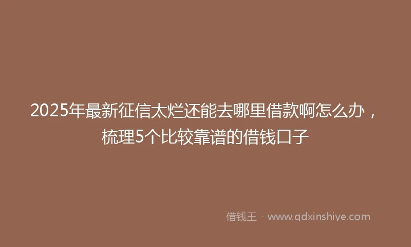 2025年最新征信太烂还能去哪里借款啊怎么办，梳理5个比较靠谱的借钱口子
