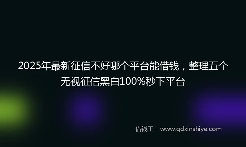 2025年最新征信不好哪个平台能借钱，整理五个无视征信黑白100%秒下平台