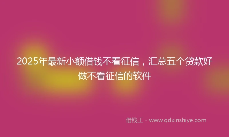 2025年最新小额借钱不看征信，汇总五个贷款好做不看征信的软件