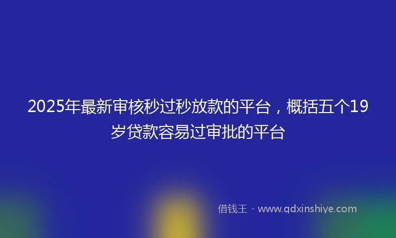 2025年最新审核秒过秒放款的平台，概括五个19岁贷款容易过审批的平台