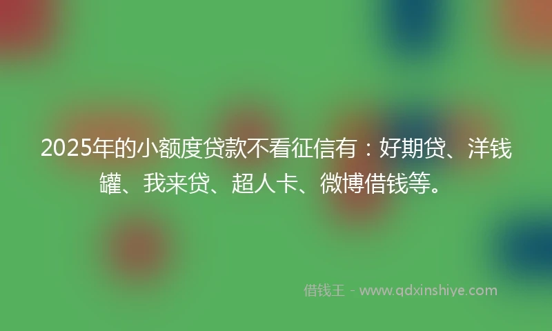2025年的小额度贷款不看征信有：好期贷、洋钱罐、我来贷、超人卡、微博借钱等。