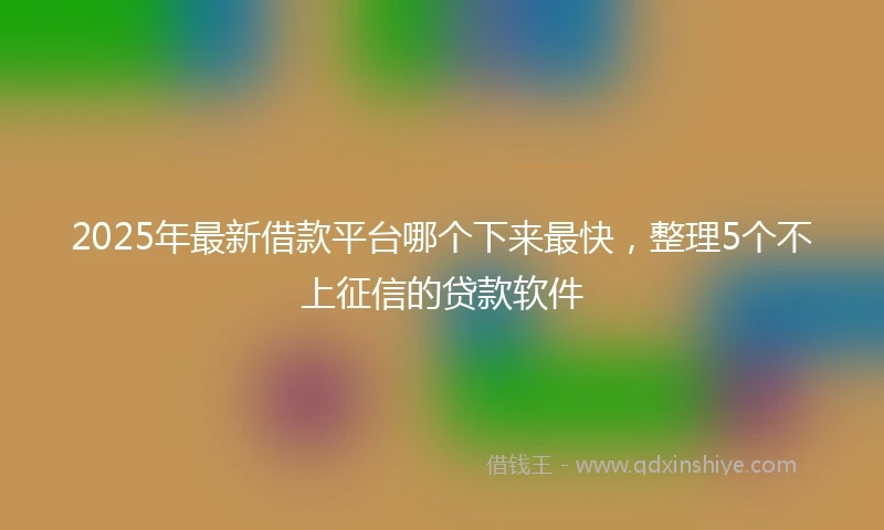2025年最新借款平台哪个下来最快，整理5个不上征信的贷款软件