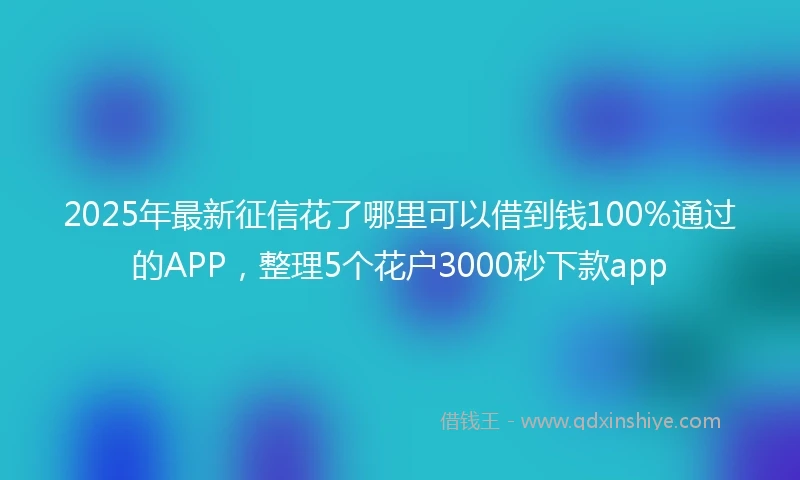 2025年最新征信花了哪里可以借到钱100%通过的APP，整理5个花户3000秒下款app