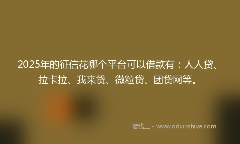 2025年的征信花哪个平台可以借款有：人人贷、拉卡拉、我来贷、微粒贷、团贷网等。