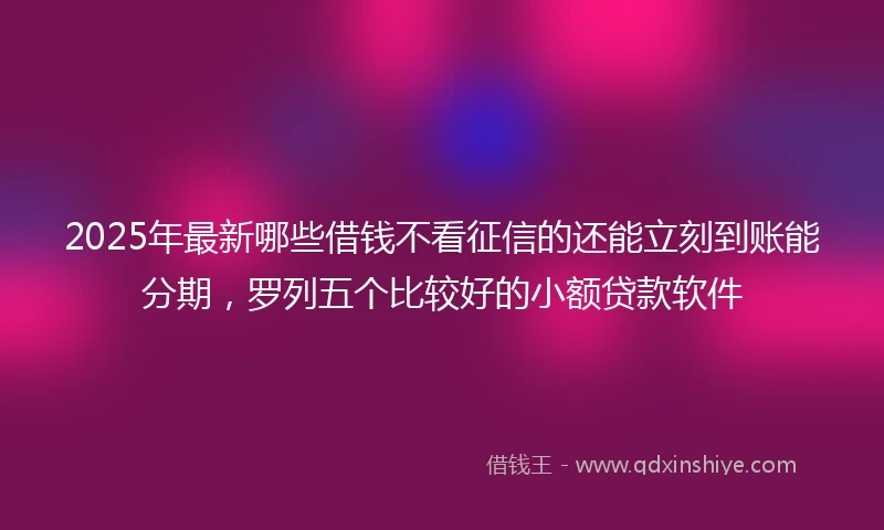 2025年最新哪些借钱不看征信的还能立刻到账能分期，罗列五个比较好的小额贷款软件