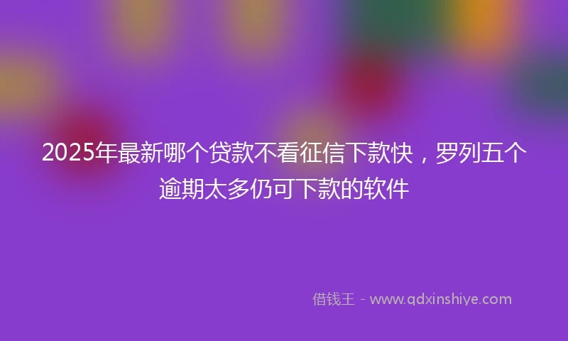 2025年最新哪个贷款不看征信下款快，罗列五个逾期太多仍可下款的软件