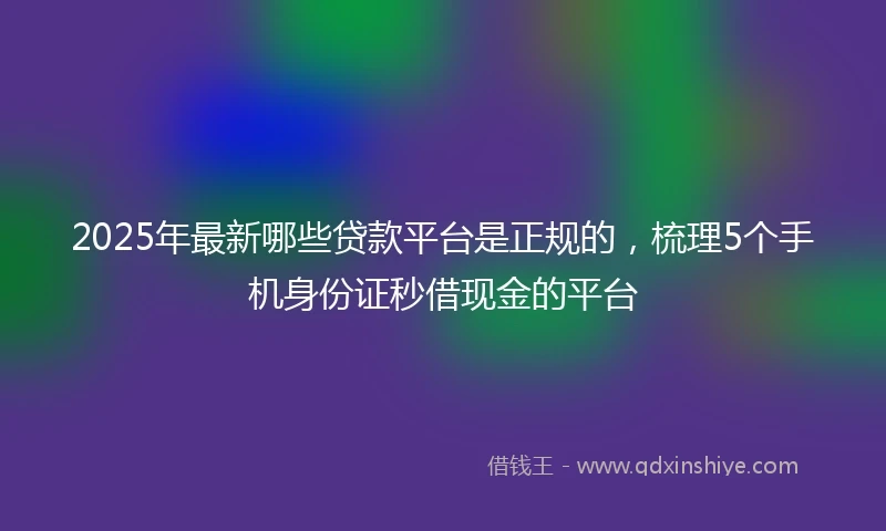 2025年最新哪些贷款平台是正规的，梳理5个手机身份证秒借现金的平台