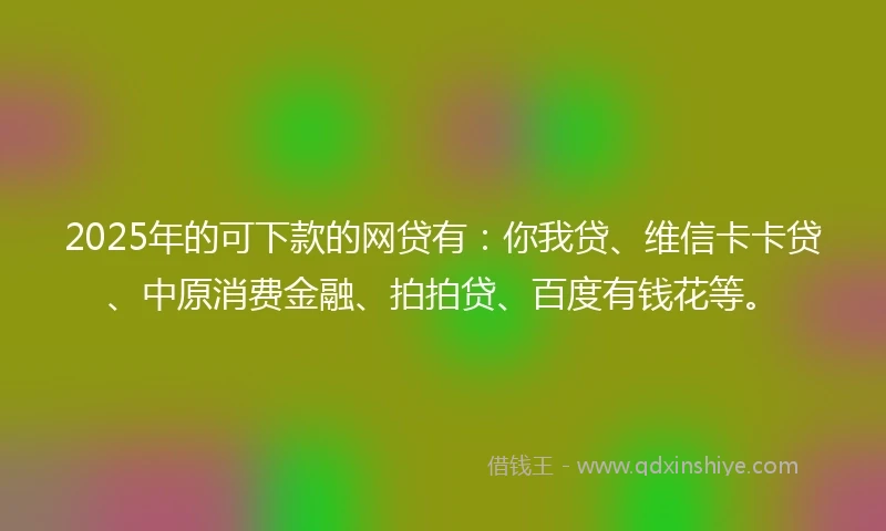 2025年的可下款的网贷有：你我贷、维信卡卡贷、中原消费金融、拍拍贷、百度有钱花等。