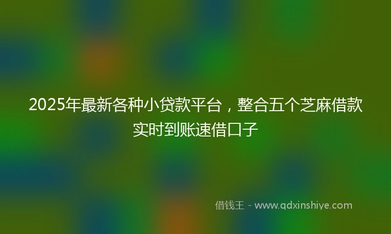 2025年最新各种小贷款平台，整合五个芝麻借款实时到账速借口子