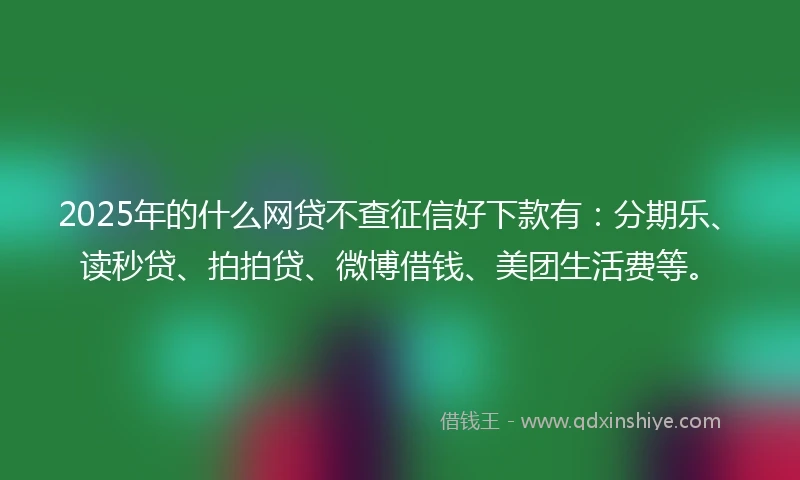 2025年的什么网贷不查征信好下款有：分期乐、读秒贷、拍拍贷、微博借钱、美团生活费等。