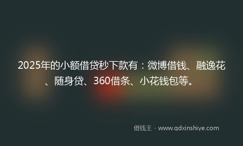 2025年的小额借贷秒下款有：微博借钱、融逸花、随身贷、360借条、小花钱包等。