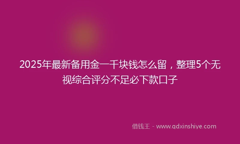 2025年最新备用金一千块钱怎么留，整理5个无视综合评分不足必下款口子