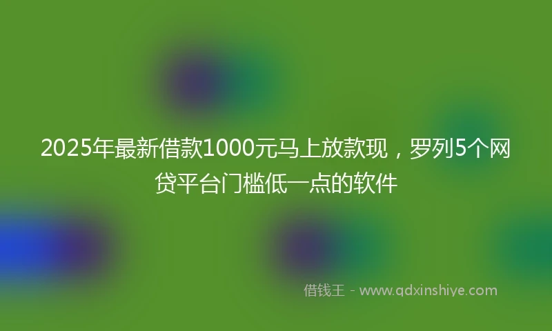 2025年最新借款1000元马上放款现，罗列5个网贷平台门槛低一点的软件