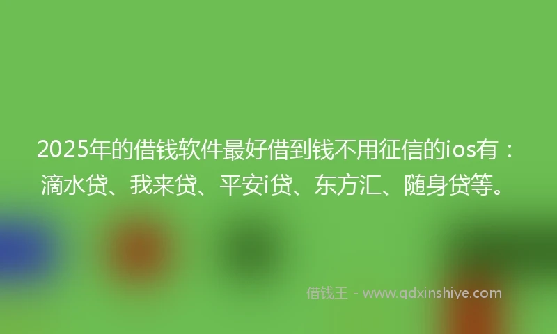 2025年的借钱软件最好借到钱不用征信的ios有：滴水贷、我来贷、平安i贷、东方汇、随身贷等。
