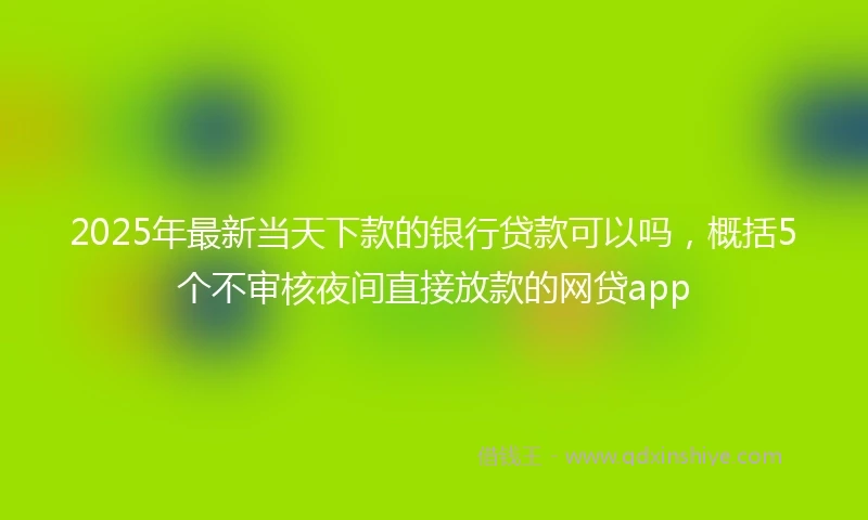 2025年最新当天下款的银行贷款可以吗，概括5个不审核夜间直接放款的网贷app