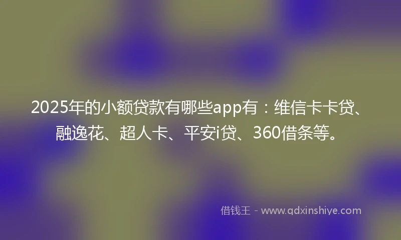 2025年的小额贷款有哪些app有：维信卡卡贷、融逸花、超人卡、平安i贷、360借条等。