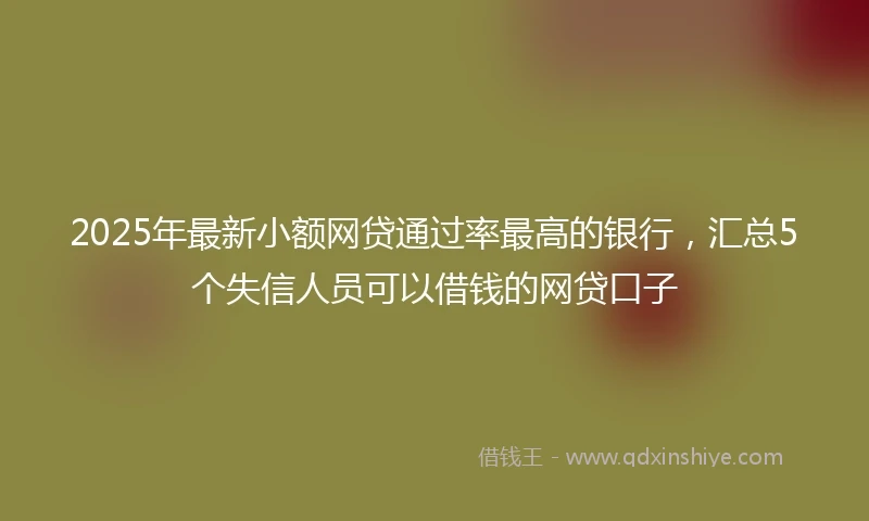 2025年最新小额网贷通过率最高的银行，汇总5个失信人员可以借钱的网贷口子