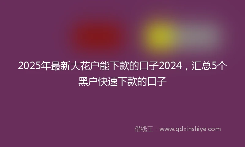 2025年最新大花户能下款的口子2024，汇总5个黑户快速下款的口子