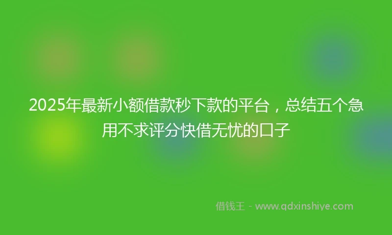 2025年最新小额借款秒下款的平台，总结五个急用不求评分快借无忧的口子